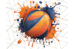 Basketball Clipart PNG with Team Color Paint Splash Design Product Image 5