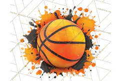 Basketball Clipart PNG with Team Color Paint Splash Design Product Image 2