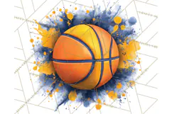 Basketball Clipart PNG with Team Color Paint Splash Design Product Image 3