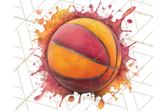 Basketball Clipart PNG with Team Color Paint Splash Design Product Image 4