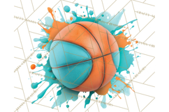 Basketball Clipart PNG with Team Color Paint Splash Design Product Image 2
