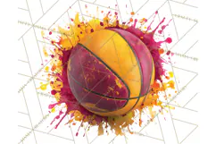 Basketball Clipart PNG with Team Color Paint Splash Design Product Image 3
