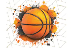 Basketball Clipart PNG with Team Color Paint Splash Design Product Image 4