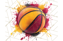 Basketball Clipart PNG with Team Color Paint Splash Design Product Image 5