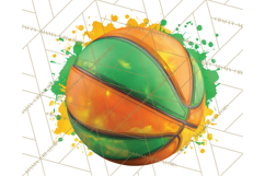 Basketball Clipart PNG with Team Color Paint Splash Design Product Image 3