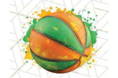 Basketball Clipart PNG with Team Color Paint Splash Design Product Image 3