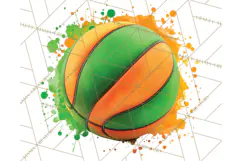 Basketball Clipart PNG with Team Color Paint Splash Design Product Image 2