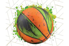 Basketball Clipart PNG with Team Color Paint Splash Design Product Image 3