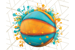 Basketball Clipart PNG with Team Color Paint Splash Design Product Image 3