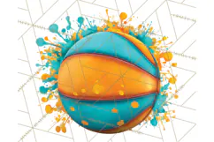 Basketball Clipart PNG with Team Color Paint Splash Design Product Image 3