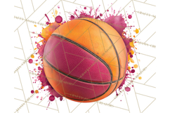 Basketball Clipart PNG with Team Color Paint Splash Design Product Image 4