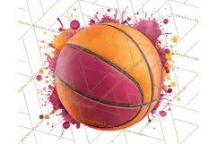 Basketball Clipart PNG with Team Color Paint Splash Design Product Image 4