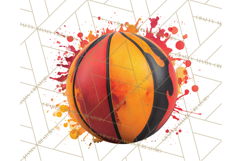 Basketball Clipart PNG with Team Color Paint Splash Design Product Image 5