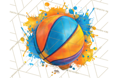 Basketball Clipart PNG with Team Color Paint Splash Design Product Image 2
