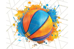 Basketball Clipart PNG with Team Color Paint Splash Design Product Image 2