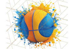 Basketball Clipart PNG with Team Color Paint Splash Design Product Image 3