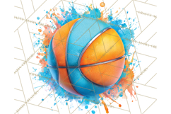 Basketball Clipart PNG with Team Color Paint Splash Design Product Image 5