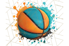 Basketball Clipart PNG with Team Color Paint Splash Design Product Image 4