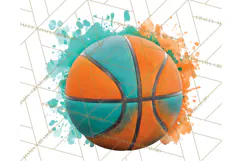 Basketball Clipart PNG with Team Color Paint Splash Design Product Image 5