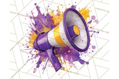 Cheerleader Clipart PNG with Glitter Pom and Color Splash Product Image 3