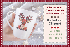 Cross Stitch Christmas Clipart. Reindeer Sublimation Product Image 5