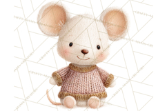 Knitted Nursery Animal Clipart PNG, Cozy Watercolor Baby Fox Product Image 4