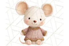 Knitted Nursery Animal Clipart PNG, Cozy Watercolor Baby Fox Product Image 4