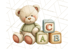 Knitted Nursery Animal Clipart PNG, Cozy Watercolor Baby Fox Product Image 5