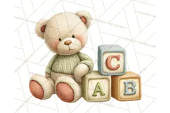 Knitted Nursery Animal Clipart PNG, Cozy Watercolor Baby Fox Product Image 5