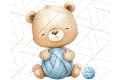 Knitted Nursery Animal Clipart PNG, Cozy Watercolor Baby Fox Product Image 4