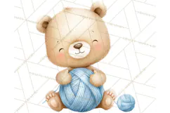 Knitted Nursery Animal Clipart PNG, Cozy Watercolor Baby Fox Product Image 4