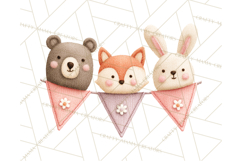 Knitted Nursery Animal Clipart PNG, Cozy Watercolor Baby Fox Product Image 2