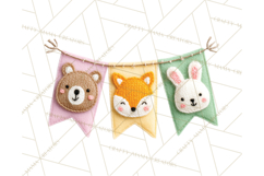 Knitted Nursery Animal Clipart PNG, Cozy Watercolor Baby Fox Product Image 3