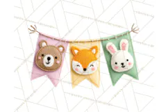 Knitted Nursery Animal Clipart PNG, Cozy Watercolor Baby Fox Product Image 3