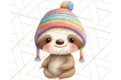 Knitted Nursery Animal Clipart PNG, Cozy Watercolor Baby Fox Product Image 4