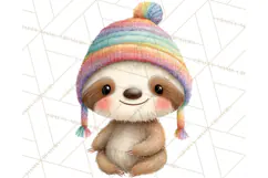 Knitted Nursery Animal Clipart PNG, Cozy Watercolor Baby Fox Product Image 4