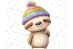 Knitted Nursery Animal Clipart PNG, Cozy Watercolor Baby Fox Product Image 5