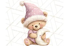 Baby Bedtime Animal Clipart PNG for Nursery Product Image 3