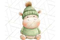 Knitted Nursery Animal Clipart PNG, Cozy Watercolor Baby Fox Product Image 2