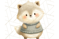 Knitted Nursery Animal Clipart PNG, Cozy Watercolor Baby Fox Product Image 4