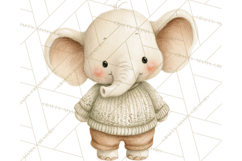 Knitted Nursery Animal Clipart PNG, Cozy Watercolor Baby Fox Product Image 2