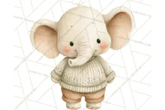 Knitted Nursery Animal Clipart PNG, Cozy Watercolor Baby Fox Product Image 2