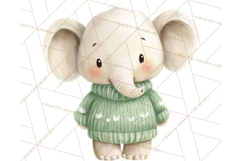 Knitted Nursery Animal Clipart PNG, Cozy Watercolor Baby Fox Product Image 3