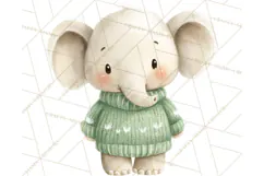 Knitted Nursery Animal Clipart PNG, Cozy Watercolor Baby Fox Product Image 3