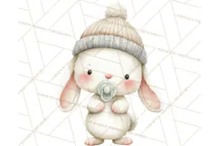 Knitted Nursery Animal Clipart PNG, Cozy Watercolor Baby Fox Product Image 2