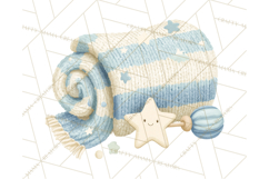 Knitted Nursery Animal Clipart PNG, Cozy Watercolor Baby Fox Product Image 5