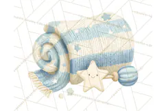 Knitted Nursery Animal Clipart PNG, Cozy Watercolor Baby Fox Product Image 5