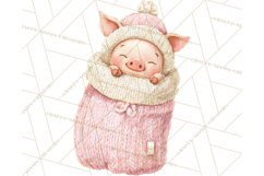 Knitted Nursery Animal Clipart PNG, Cozy Watercolor Baby Fox Product Image 2