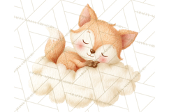 Knitted Nursery Animal Clipart PNG, Cozy Watercolor Baby Fox Product Image 5