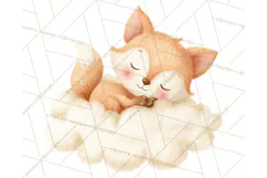 Knitted Nursery Animal Clipart PNG, Cozy Watercolor Baby Fox Product Image 5